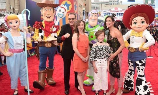 Elizabeth Allen Dick with her family at the premiere of Toy Story 4